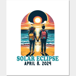 Total Solar Eclipse April 8 2024 Cute Couples Matching Wife and Husband Posters and Art